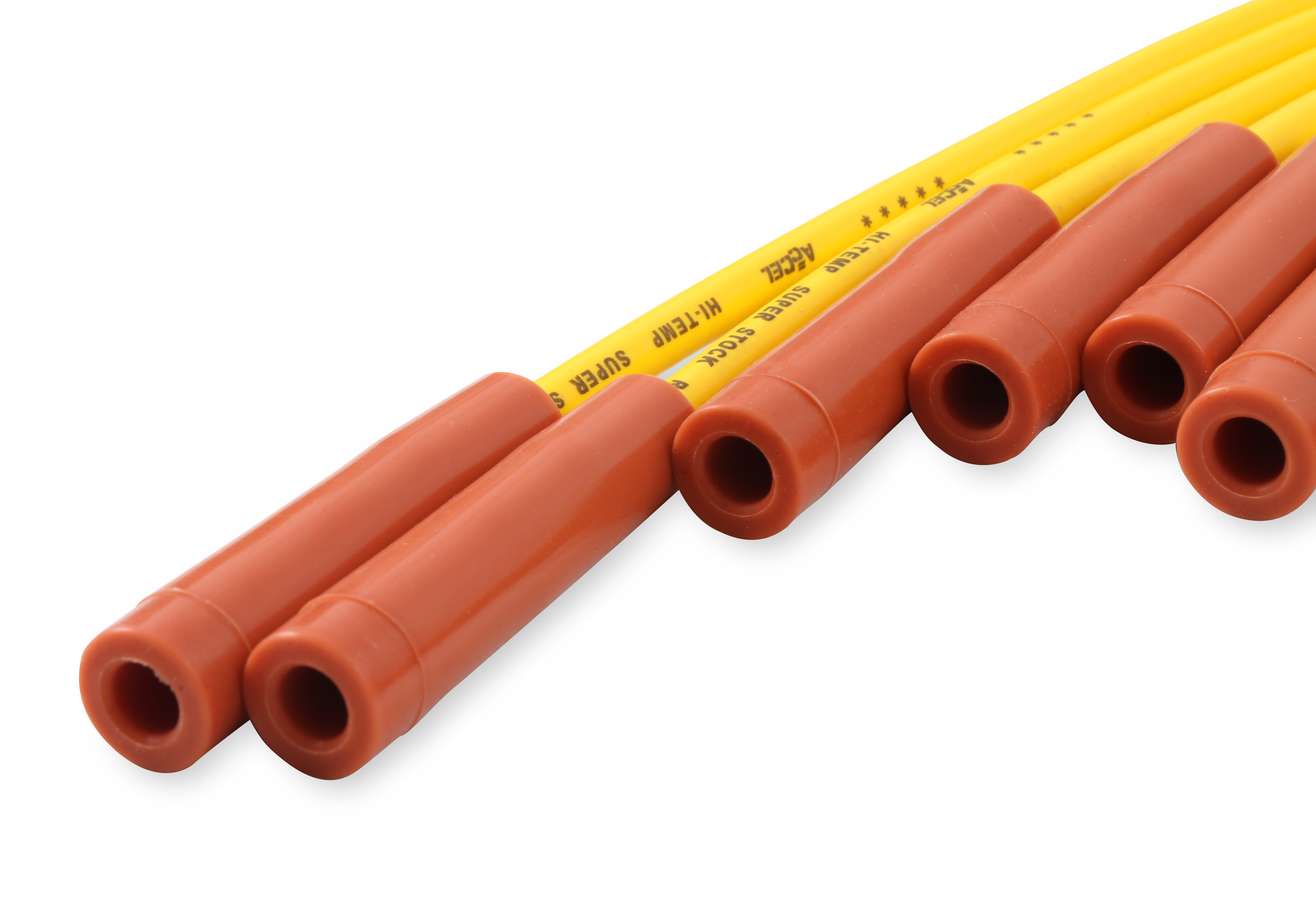 Picture of Accel 4040 8mm Spark Plug Wire Set - Yellow with Orange Straight Boots