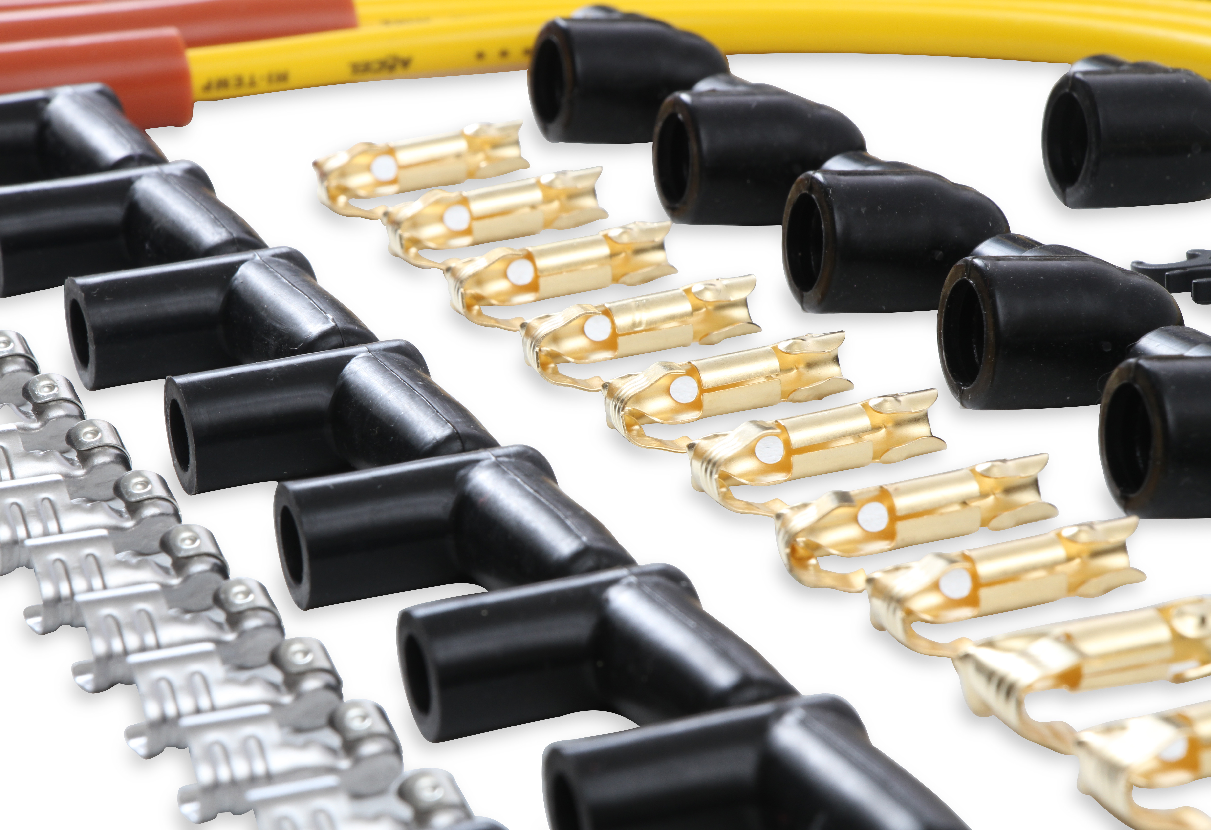 Picture of Accel 4040 8mm Spark Plug Wire Set - Yellow with Orange Straight Boots