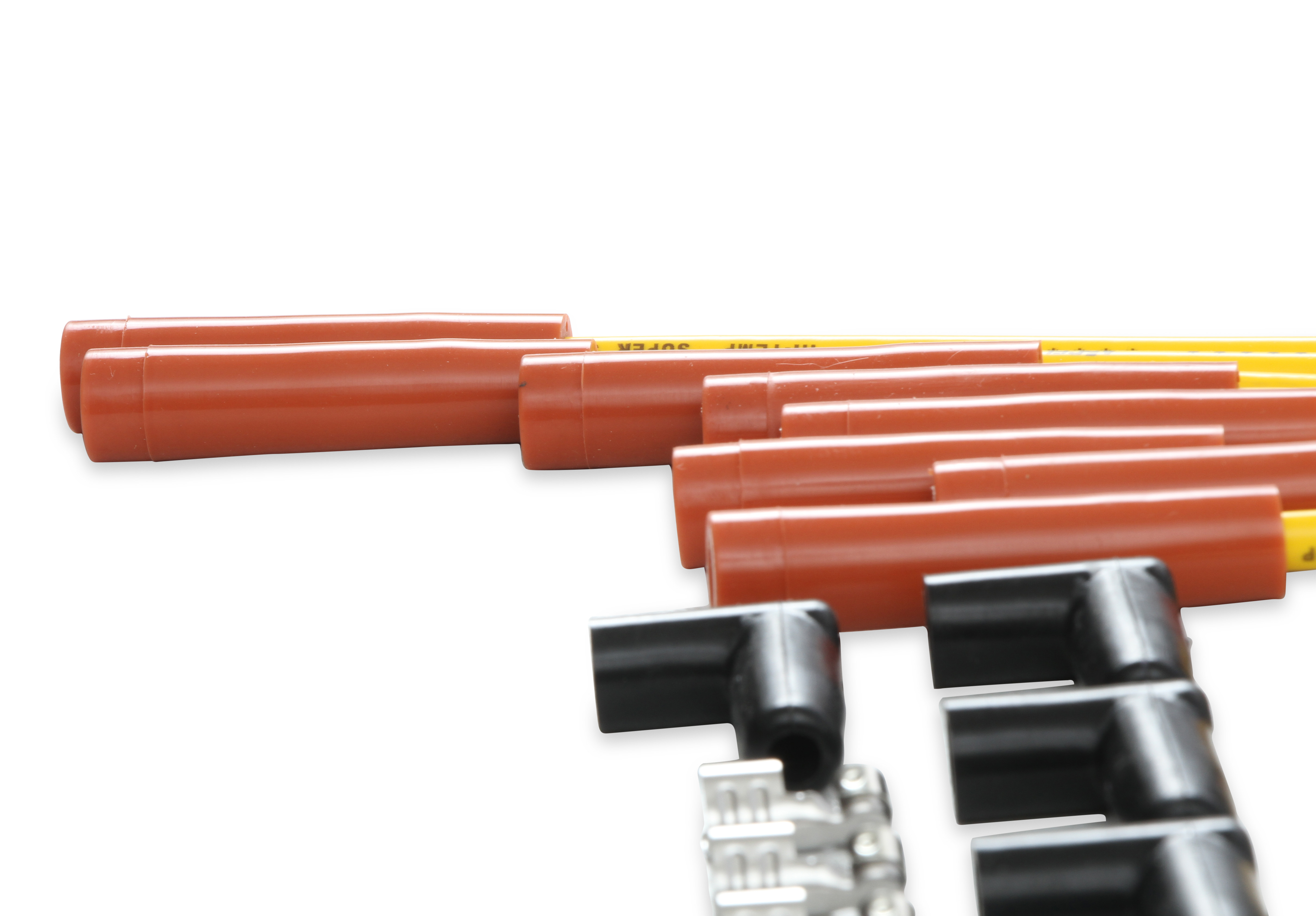 Picture of Accel 4040 8mm Spark Plug Wire Set - Yellow with Orange Straight Boots