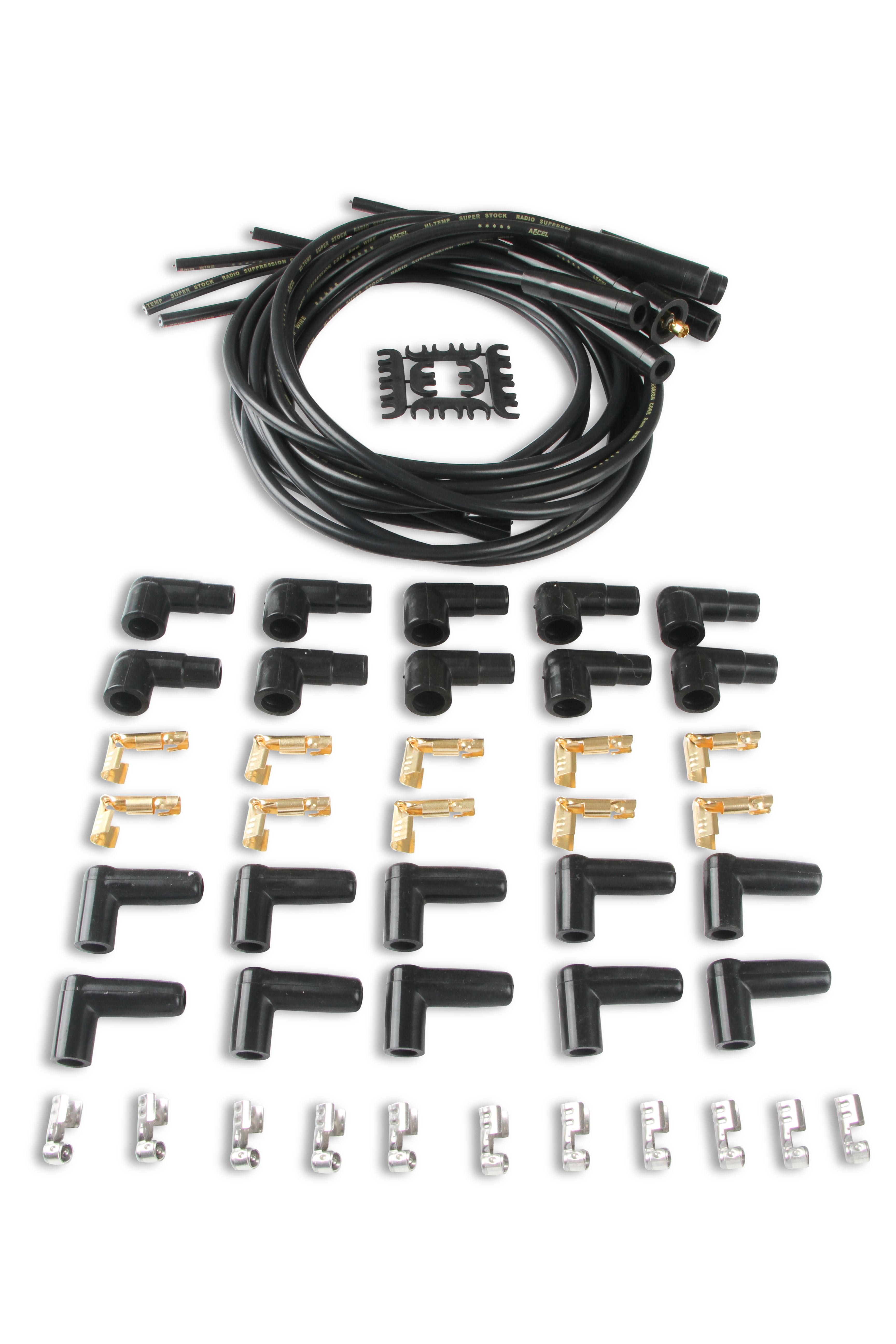 Picture of Accel 4040K 8mm Spark Plug Wire Set - Black with Straight Boots