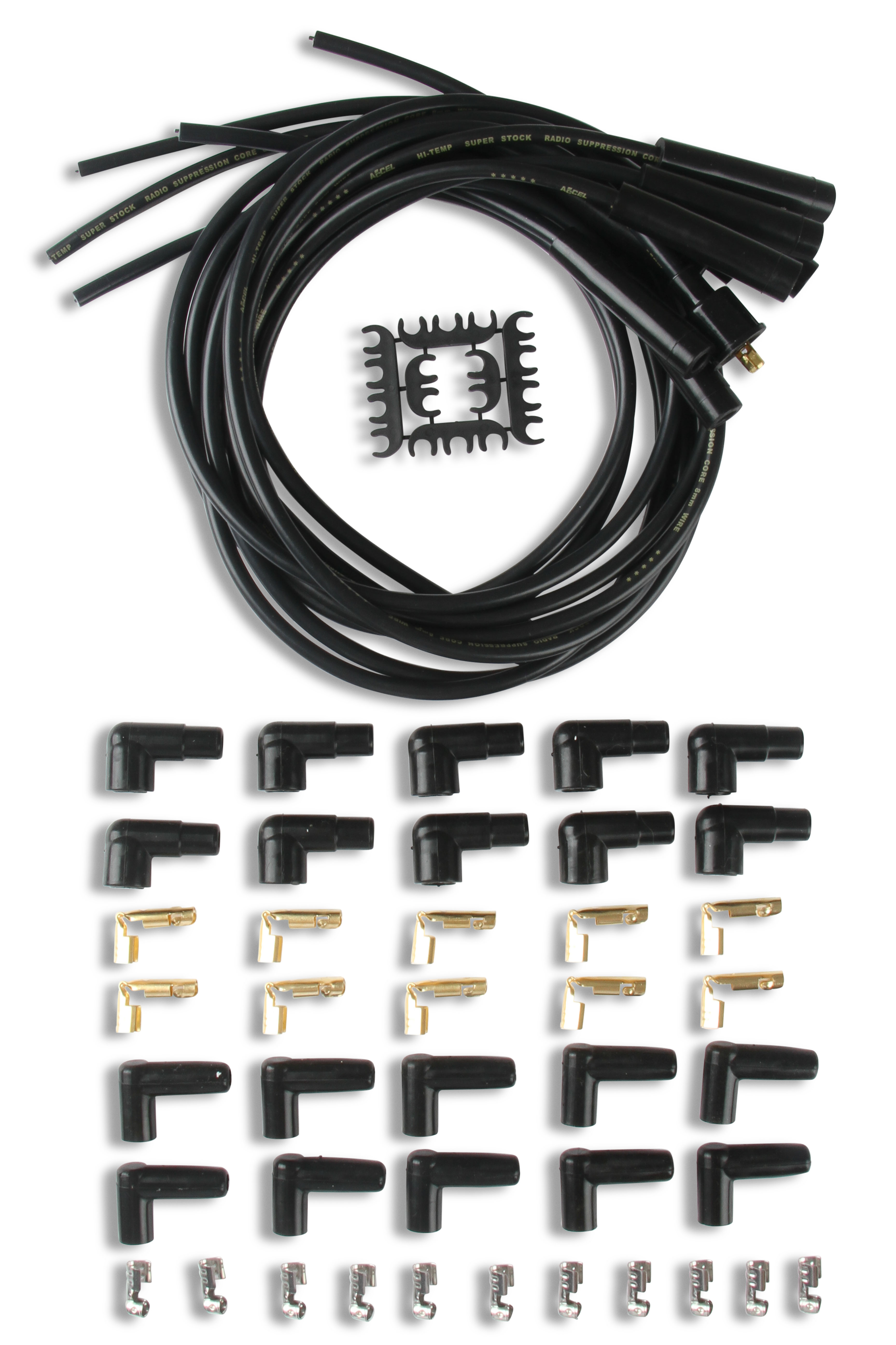 Picture of Accel 4040K 8mm Spark Plug Wire Set - Black with Straight Boots