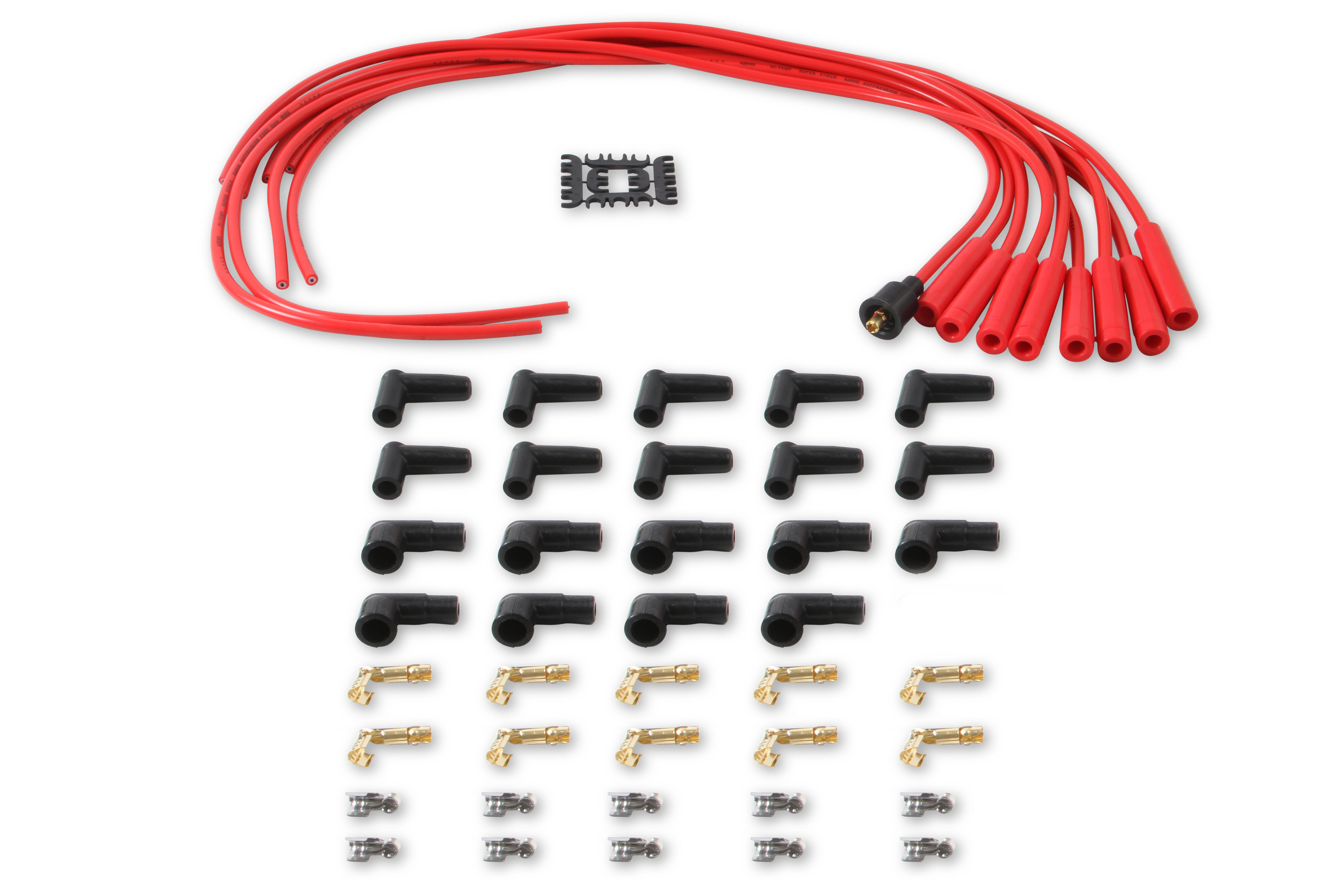 Picture of Accel 4040R 8mm Spark Plug Wire Set Red Silicone with Straight Boots
