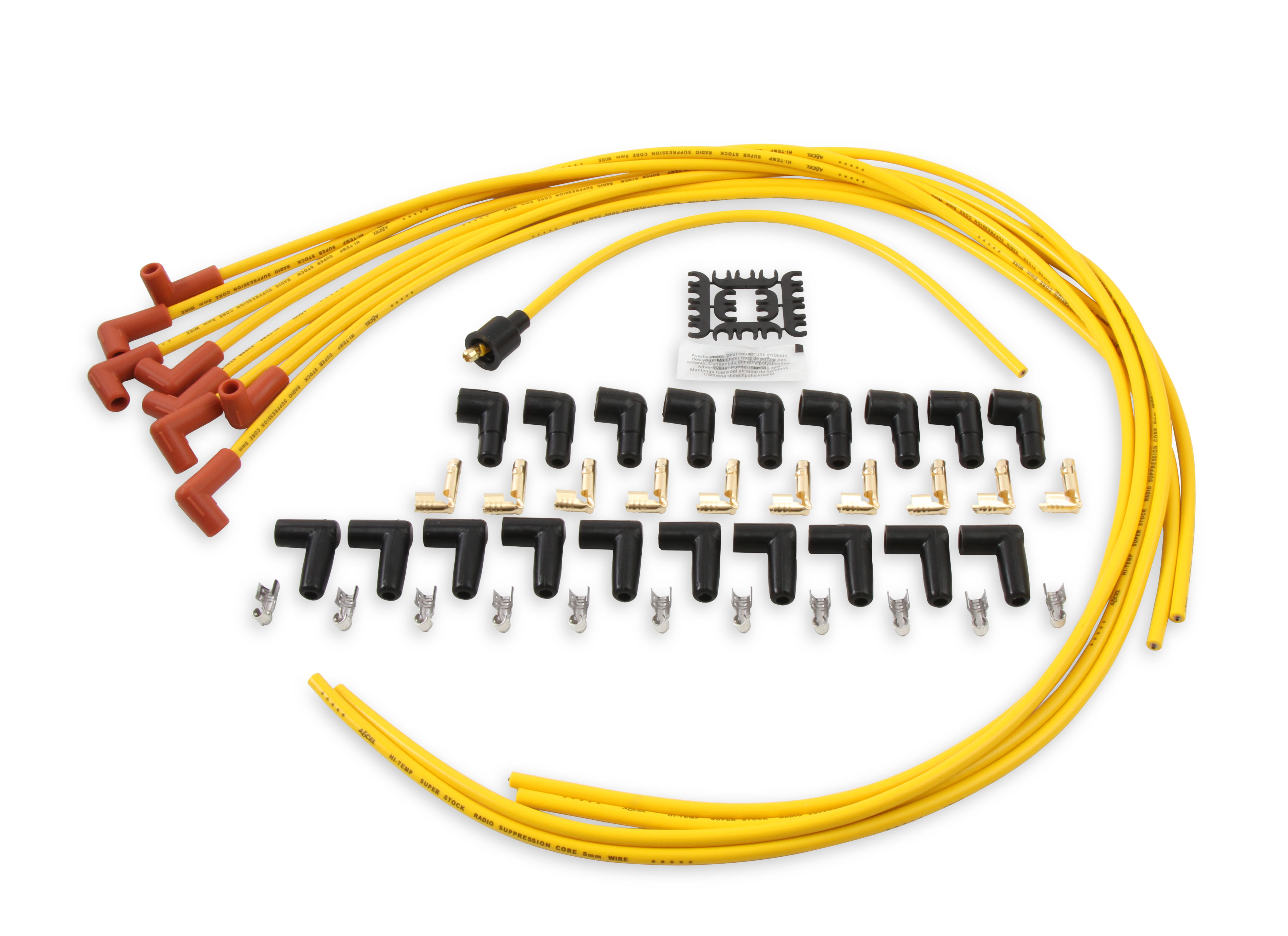 Picture of Accel 4041 8mm Spark Plug Wire Set - Yellow with Orange 90Â° Boots