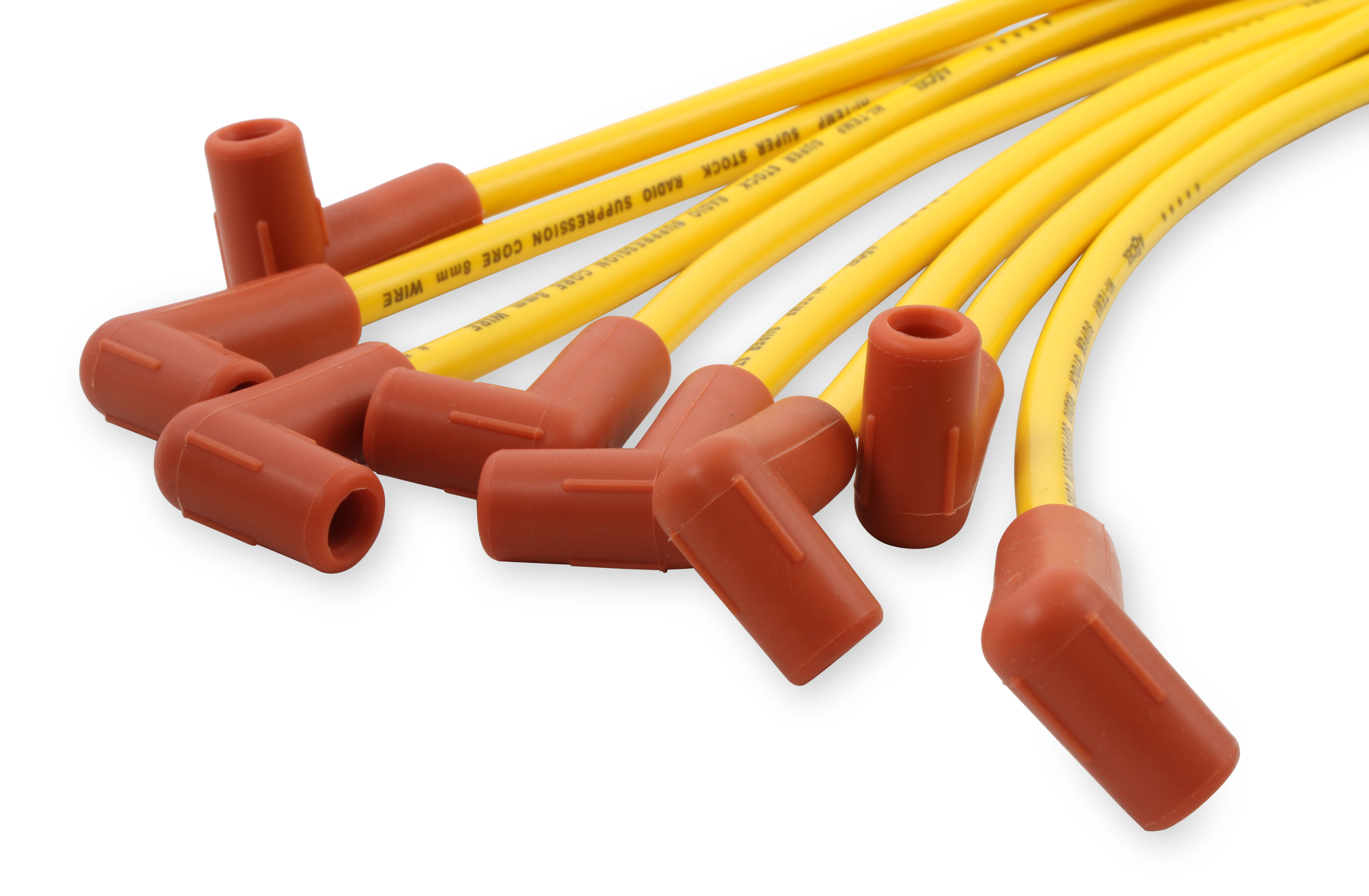 Picture of Accel 4041 8mm Spark Plug Wire Set - Yellow with Orange 90Â° Boots