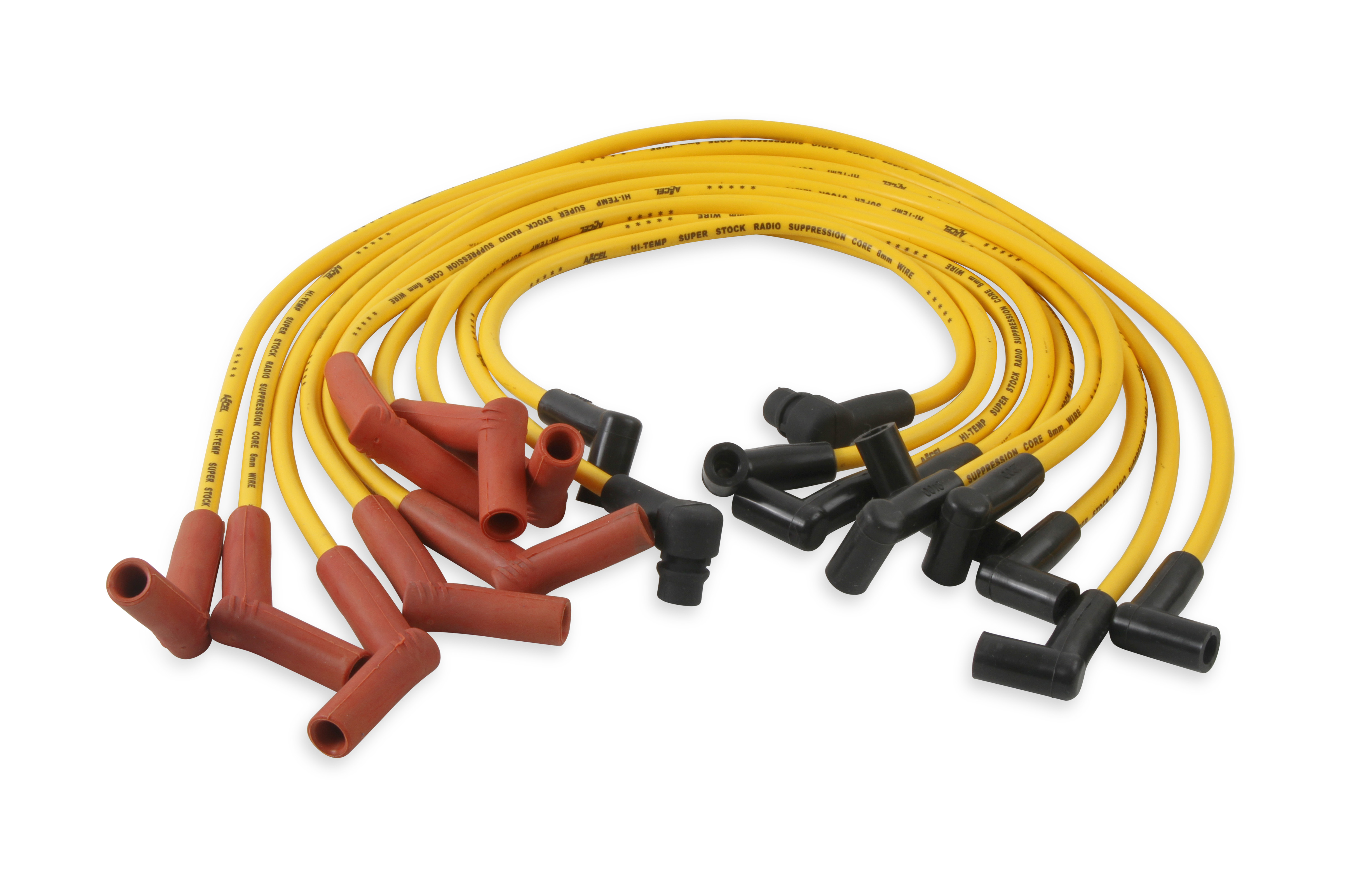 Picture of Accel 4056 8mm Spark Plug Wire Set Custom Fit with Graphite Core HEI Boots Yellow
