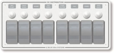 Blue Sea Systems 8271-BSS Contura 8 Position Circuit Breaker Panel 12V DC Water Resistant White