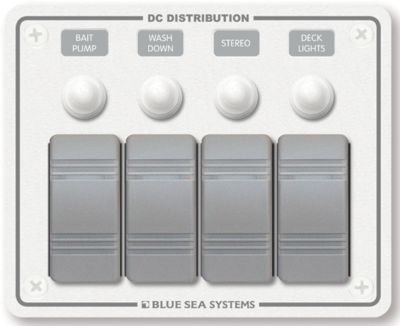 Blue Sea Systems 8272-BSS Contura 4-Position Water Resistant Circuit Breaker Panel White