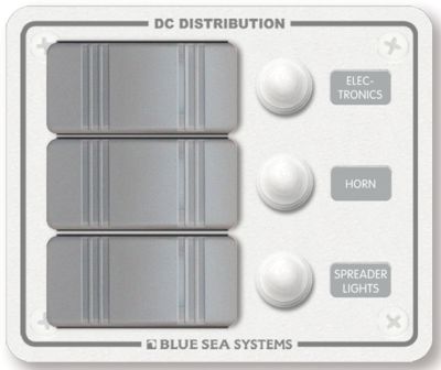 Blue Sea Systems 8274-BSS Contura 3-Position Vertical Circuit Breaker Panel White 12V DC