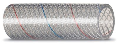 Seachoice 162-0386 Clear Reinforced PVC Tubing 3/8" x 50' with Red & Blue Tracer