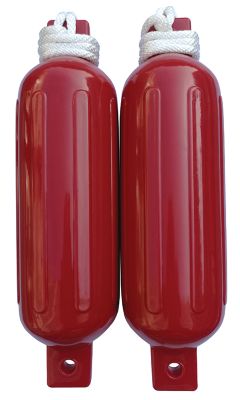 Seachoice DE77203S Twin Eye Ribbed Fender Kit with Lines - 5.5" x 20" Red