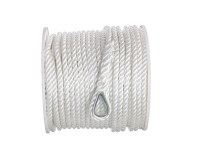Seachoice 40781 3-Strand Twisted Nylon Anchor Line 1/2 in x 250 ft White