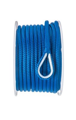 Seachoice 42161 Double Braid Nylon Anchor Line 3/8" x 100 ft Blue with Thimble