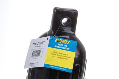 Seachoice DE79206S Twin Eye Ribbed Boat Fender Black 5.5 x 20 Inch