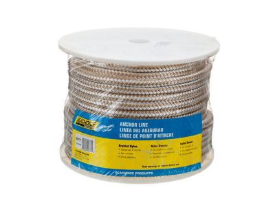 Seachoice 42371 Double Braid Nylon Anchor Line 1/2 in x 150 ft Gold/White