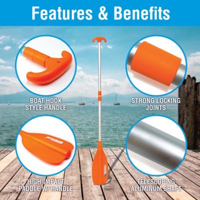 Seachoice 71080 Telescoping Boat Hook and Paddle Orange 26-72 Inch