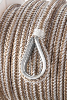 Seachoice 42331 Double Braid Nylon Anchor Line 3/8" x 150' Gold/White
