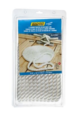 Seachoice 42651 3-Strand Twisted Nylon Dock Line 3/4-Inch x 50 Feet White