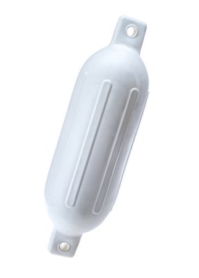 Seachoice DE79231S Twin Eye Ribbed Boat Fender White 6.5 x 23 Inch