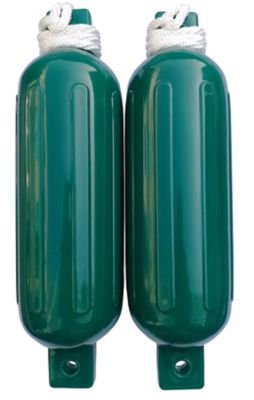 Seachoice DE77208S Twin Eye Ribbed Fender Kit with Lines - 5.5" x 20" Green