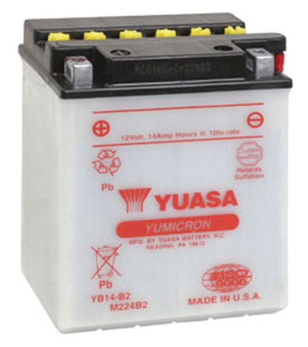 Picture of Yuasa YUAM224B2IND Yumicron Conventional Battery - YB14-B2 12V 14Ah 190CCA