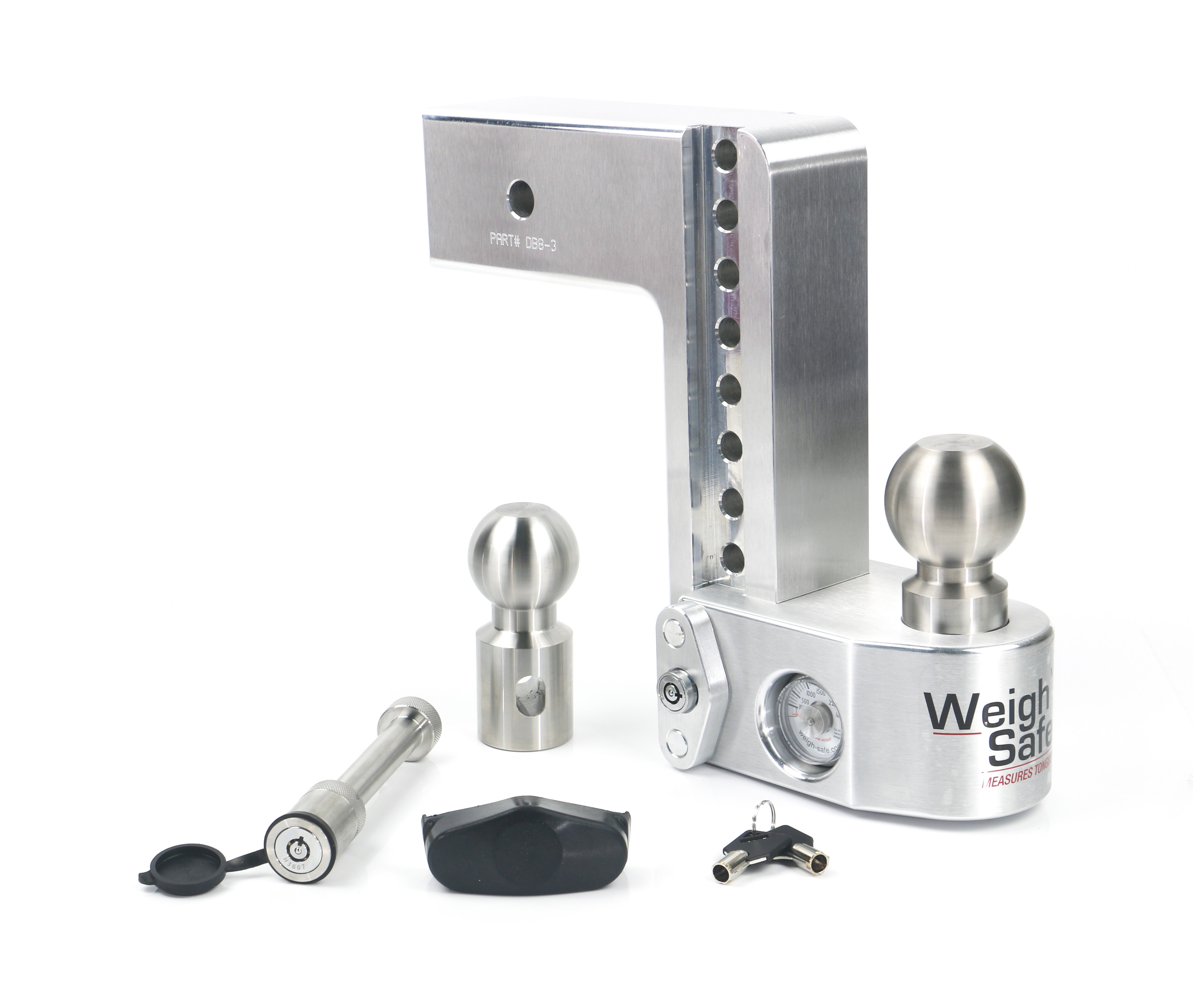 Picture of Weigh Safe WS8-3-KA Adjustable Ball Mount 8" Drop 3" Receiver with Built-In Scale