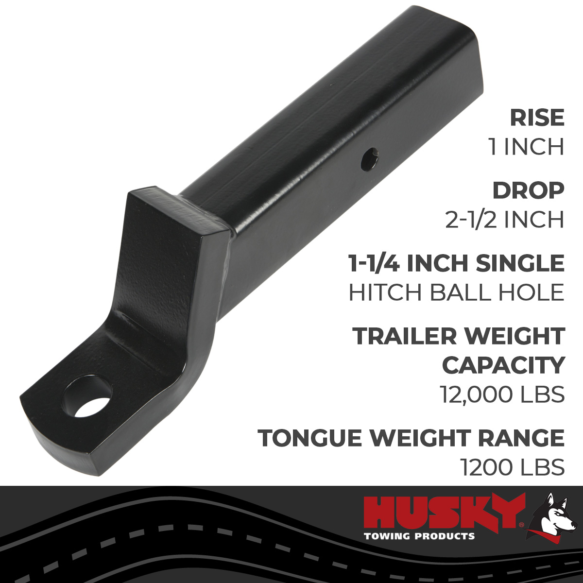 Picture of Husky Towing 33004 Ball Mount Receiver Drop Rise Shank - 2-1/2 2-1/2 1 9-1/2