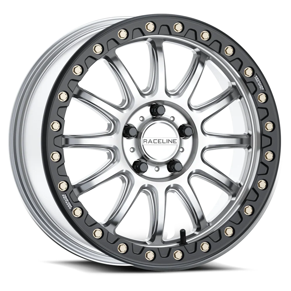 Picture of Raceline Wheels A14SB-51056+10 Alpha Beadlock UTV Wheel - 15x10 4x156 Silver Black
