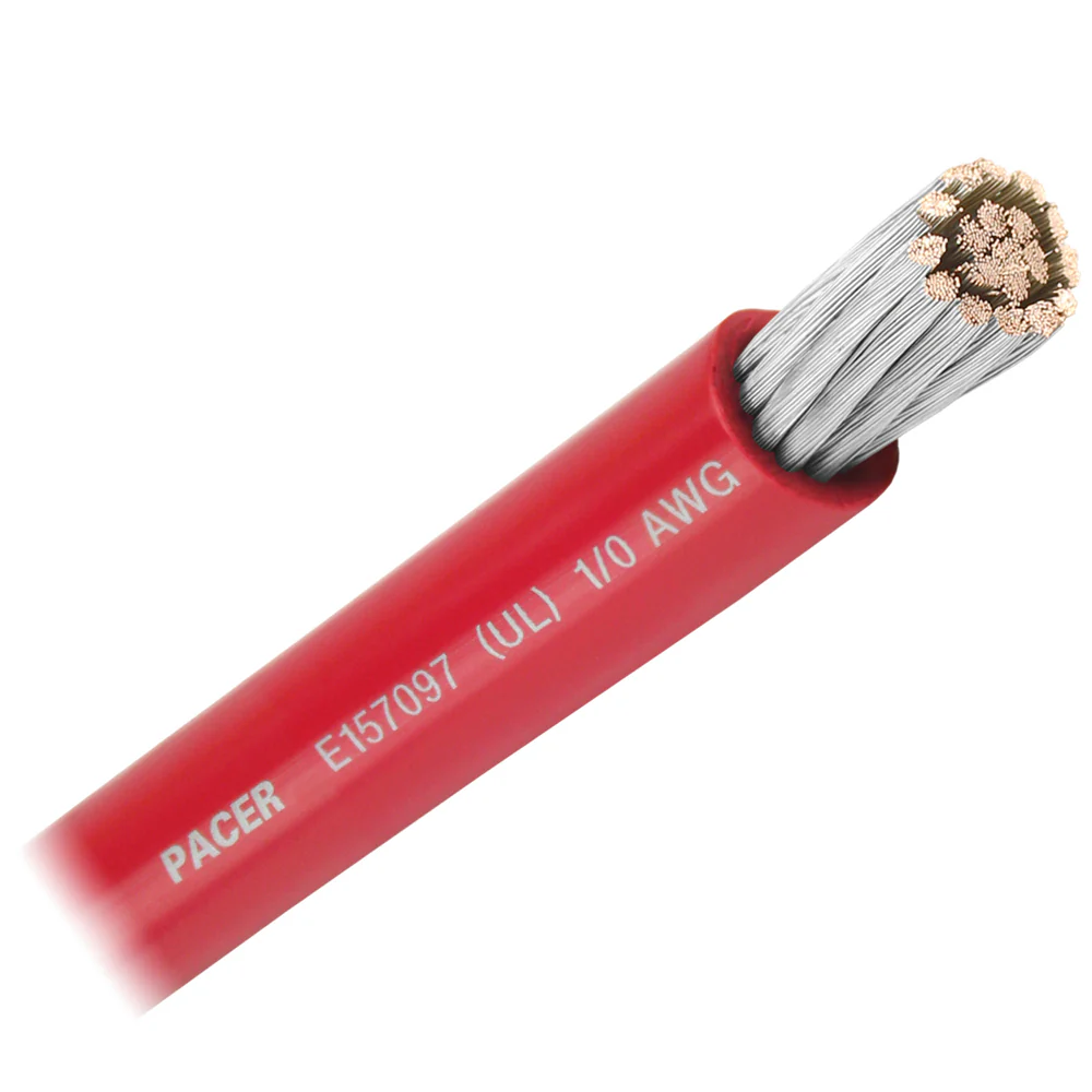 Picture of Pacer Performance WUL10RD-100 Red 1/0 AWG Marine Battery Cable 100 Foot