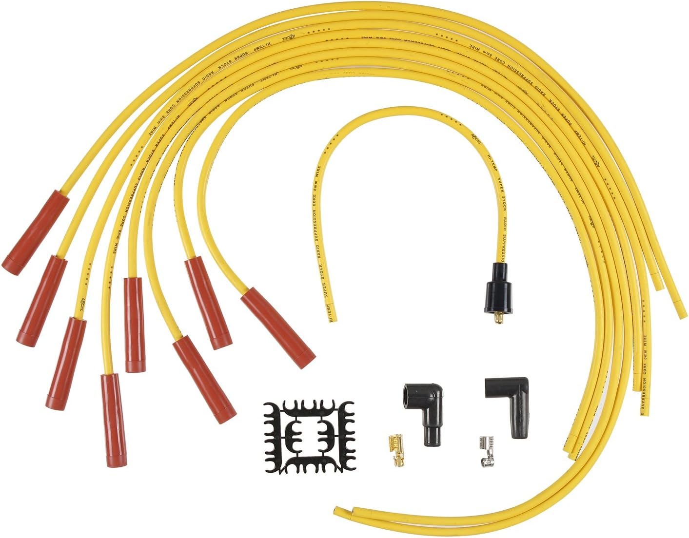 Picture of Accel 4040 8mm Spark Plug Wire Set - Yellow with Orange Straight Boots