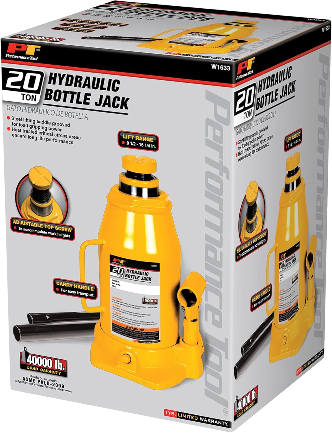 Picture of Performance Tool W1633 Ton Hydraulic Bottle Jack - 20