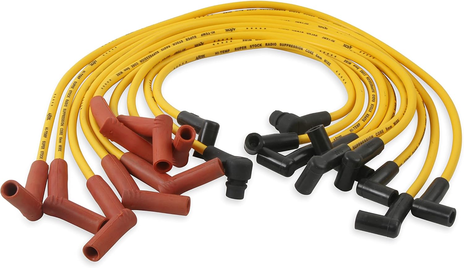 Picture of Accel 4056 8mm Spark Plug Wire Set Custom Fit with Graphite Core HEI Boots Yellow
