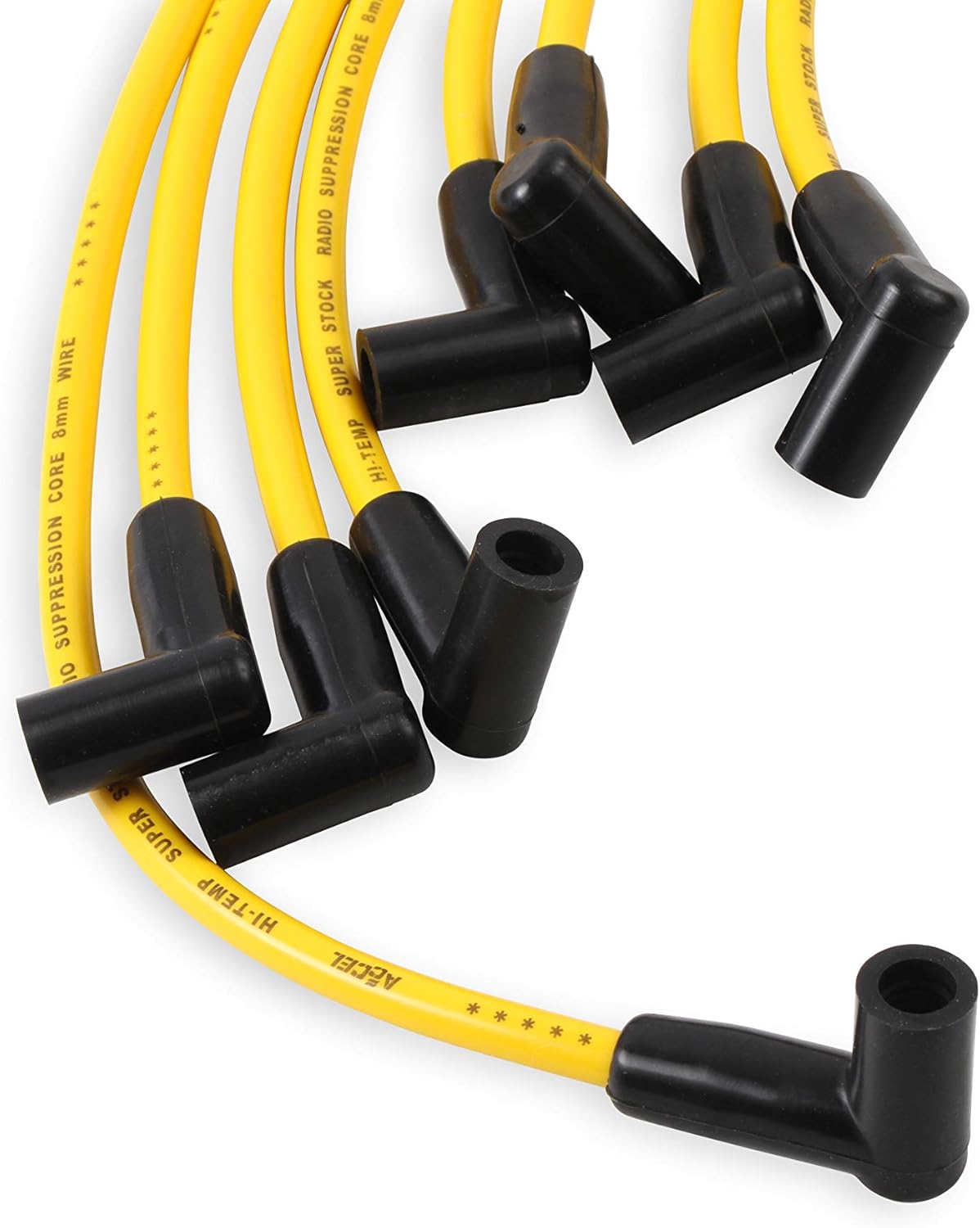 Picture of Accel 4048 8mm Spark Plug Wire Set - Yellow HEI Style Boots
