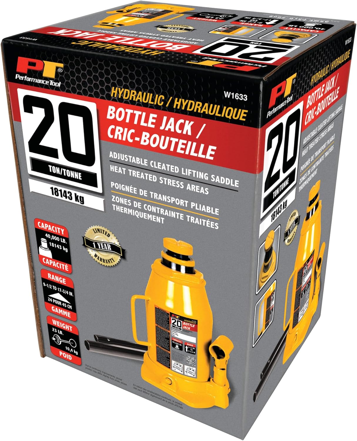 Picture of Performance Tool W1633 Ton Hydraulic Bottle Jack - 20