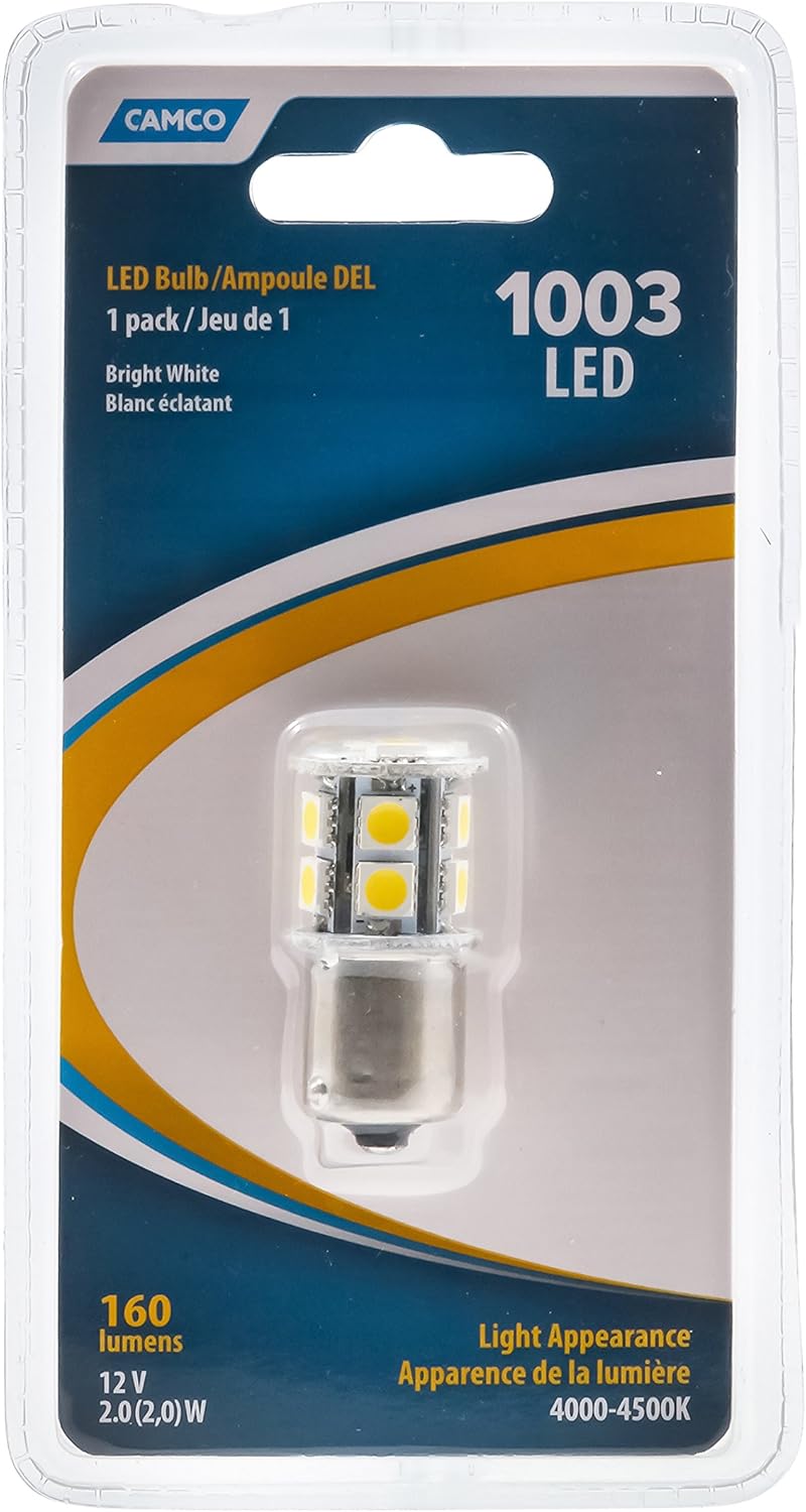 Picture of Camco 54601 LED Replacement Bulb Lumen Bright White Light Bulbs - 1003 BA15S 160