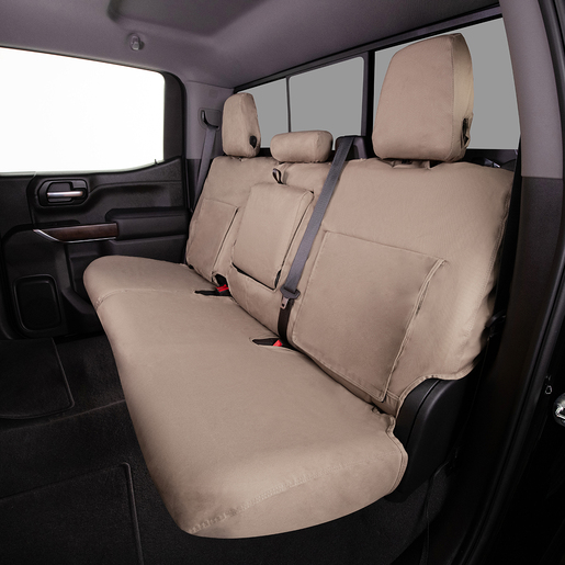 Picture of Covercraft SS8485PCTP PolyCotton SeatSaver Custom Second Row Seat Covers Taupe
