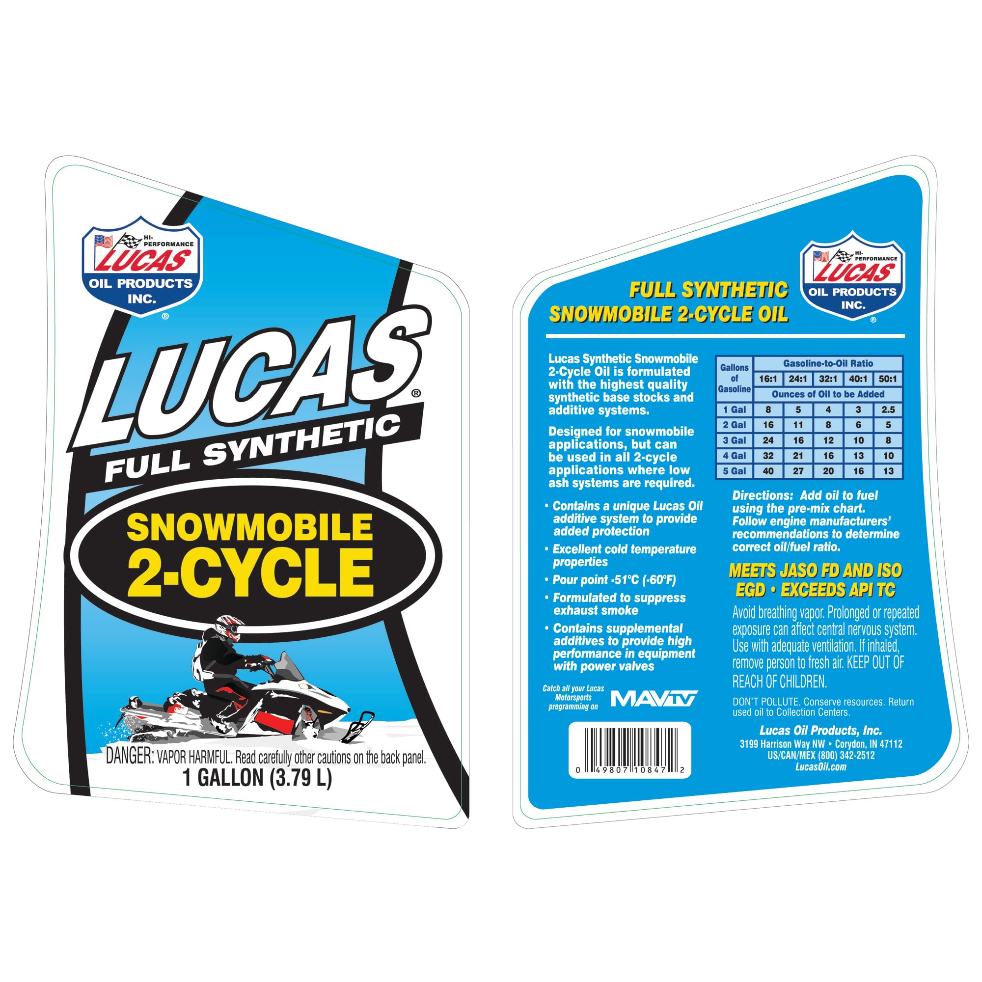 Picture of Lucas Oil 10847 Full Synthetic 2-Cycle Snowmobile Oil - 1 Gallon