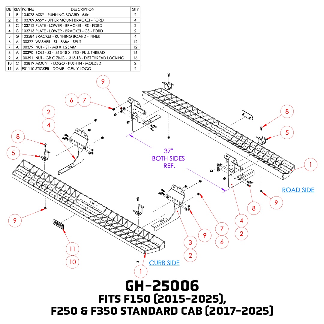 Picture of Gen-Y Hitch GH-25006 Running Boards for Ford F-150 F-250 F-350 Crew Cab